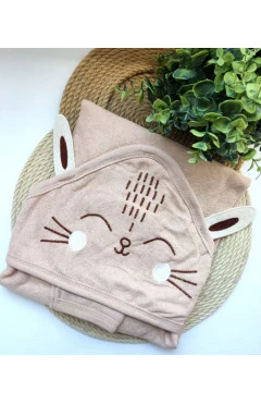 Махровое полотенце после купания унисекс, бежевый/зайка, Baby Shez, арт. 31007