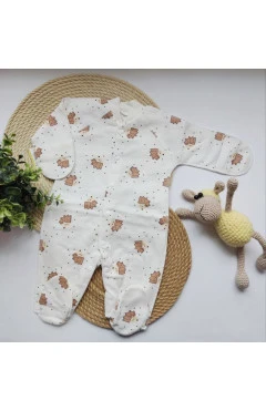 Повзунки з начосом (унісекс), молочний/їжачки, HAPPY TOT, арт. 928120