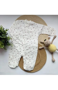 Ползунки с начесом для девочки, молочный/сердечки, HAPPY TOT, арт. 928141