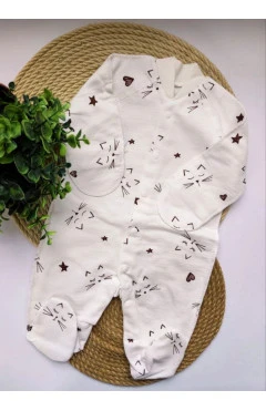 ползунки з начосом (унісекс), молочний/котик, HAPPY TOT, арт. 928160