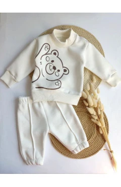 Утеплений комплект кофточка і штанці унісекс, молочний/bear, Baby Life, арт. 23500