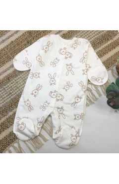 Повзунки з начосом (унісекс), молочний/зайчики, дитячі вироби, арт. 122304