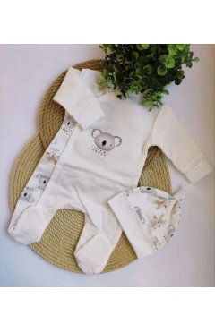 Ползунки и шапочка с начесом (унисекс), молочный/коала, HAPPY TOT, арт. 9374
