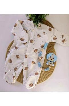 Ползунки с начесом (унисекс), молочный/ежик, HAPPY TOT, арт. 928190