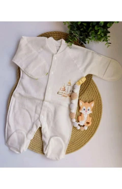 ползунки с начесом для девочки, молочный/пирамидка, HAPPY TOT, арт. 928192