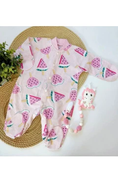 Ползунки для девочки (кулир) розовый/арбузы happy tot, арт. 90142