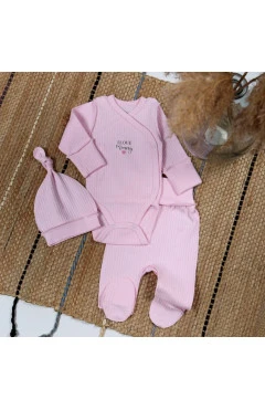 Комплект для девочки (боди, ползунки, чепчик), розовый/I love mommy, flamingo, арт. 43310630