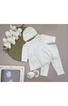 Крестильный комплект с начосом для девочки, белый, оливия, Little angel, арт. 11856