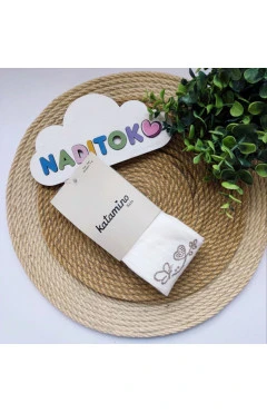 Колготки для девочки молочный сердечко стразы Katamino, арт. 62306