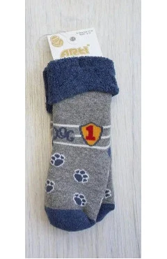 Махровые носки с отворотом для мальчика, синий/DOG, Arti, арт. 4500970