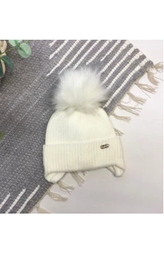 Зимняя шапка с флисовой подкладкой (унисекс), молочный/нори, Talvi kids, арт. 26991