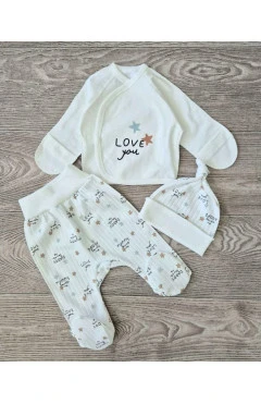 Комплект унісекс розпашонка повзунки чепчик молочний dady love me Mario kids, арт. 92602