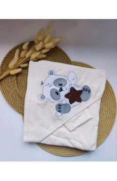 Рушник махровий Baby Shez після купання унісекс молочний ведмедик зірка Україна, арт. 31008