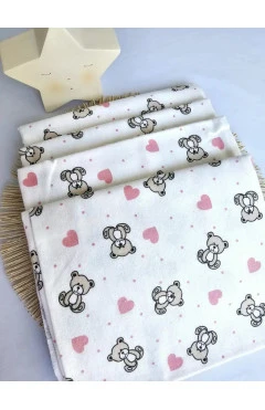 Пеленка фланелевая 95*100 белый мишки роз.сердца кена, арт. 9998700