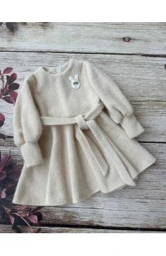 Платье трикотажное утепленное бежевый зайка Nise Julia Kids Украина, арт. 8620
