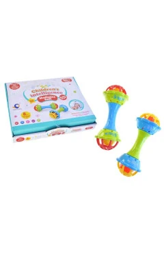 Погремушка с прорезывателем зеленый голубой гантелька YG toys, арт. 53223