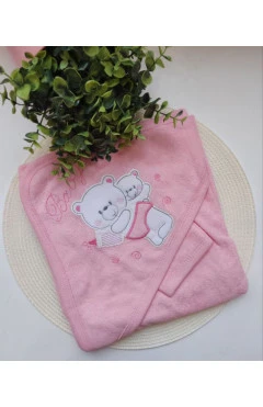 Махровий рушник після купання для дівчинки, рожевий, ведмедик, Baby Shez Україна, арт. 31011