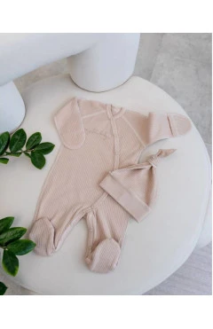 Ползунки с шапочкой унисекс (интерлок), бежевый/My baby, Бимс Украина, арт. 81577