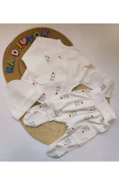Комплект унисекс (распашонка, ползунки, чепчик), молочный, I DAD MAM, happy tot, арт. 928560