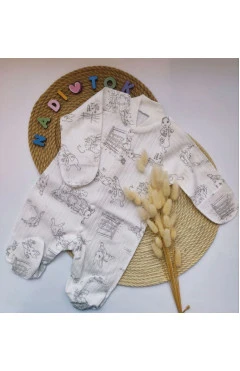Ползунки унисекс (интерлок), молочный/зайки, happy tot, арт. 9285611