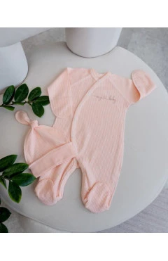 Повзунки з шапочкою для дівчинки (інтерлок), персиковий/my baby, бімс, арт. 815772