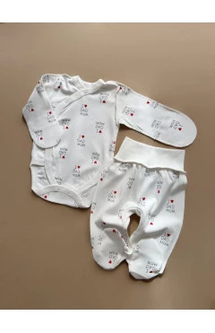 Комплект унисекс (ползунки, боди), молочный, i love m&d, детские изделия, арт. 1136