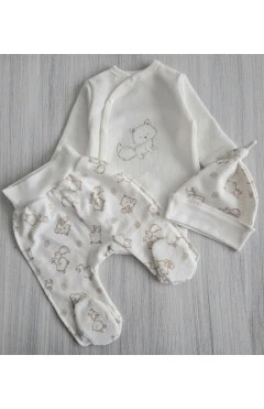 Комплект унисекс Happy Tot (боди, ползунки, чепчик) с начесом молочный/лисичка, арт. 9720405
