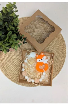 Грызунок с клипсой-держателем унисекс, белый/orange/лисицынок, силикон, NaDitok, арт. 1000067