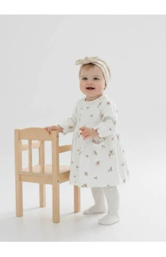 Сукня трикотажна, молочний/квіточки, Twinsbaby, арт. 1350205