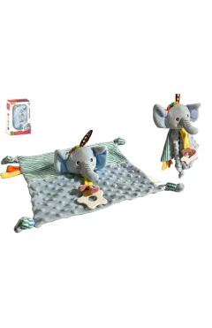 Мягкая погремушка, серый слоненок, текстиль, YG toys, арт. 8988105