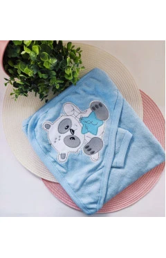 Рушник махровий після купання для хлопчика голубой мишка звезда Baby Shez, арт. 310051
