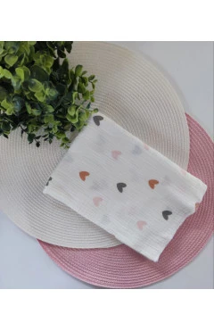 Пеленка муслиновая 75*100, молочный/сердечки, Детские изделия, арт. 252503