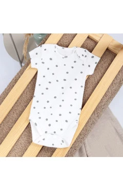 Боді з коротким рукавом унісекс (інтерлок), молочний / горошок, Flamingo, арт. 495125