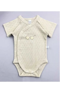 Боди с коротким рукавом унисекс (ажур), беж/очки, Mario kids, арт. 401005
