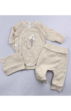 Комплект унисекс (боди, ползунки, чепчик), беж/мышка с шариками, Mario kids, арт. 991109