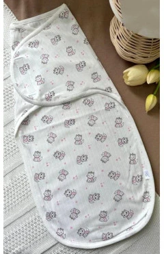 Евро-пеленка на липучках интерлок унисекс розовый молочный котик детские товары, арт. 26039