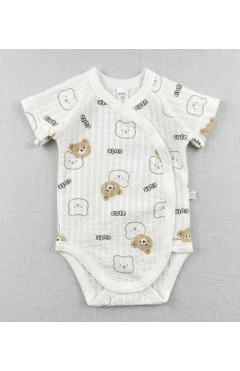 Боди с коротким рукавом унисекс (интерлок), молочный/мышки, Flamingo, арт. 531010