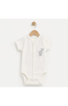 Боди с коротким рукавом унисекс (ажур) ,зайка/ молочный ,100 % хлопок ,Flamingo .