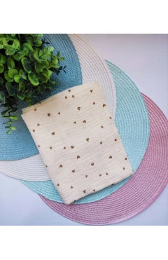 Пеленка муслиновая 75*100, песочный/беж. сердечки, Украина, арт. 150729