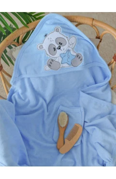 Рушник махровий після купання для хлопчика голубий ведмедик зірка Baby Shez, арт. 310073
