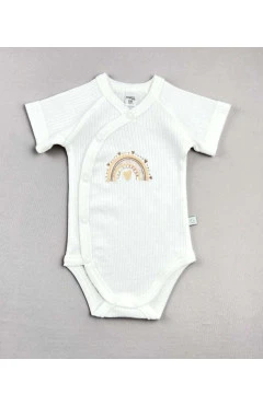 Боди с коротким рукавом унисекс (интерлок), молочный/радуга, Mario kids, арт. 6010090