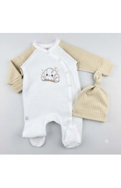 Ползунки с шапочкой унисекс (interlock), молочный/беж/круасан, Mario kids, арт. 31090900