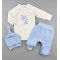 Комплект для хлопчика Little Love Mario Kids боді повзунки чепчик з начосом молочний голубий, арт. 401103