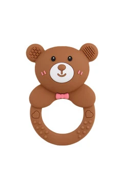 Силиконовая погремушка-прорезыватель коричневый/беби мышка пищевой силикон Silicone, арт. 3263
