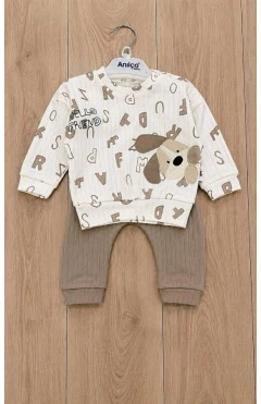 Кофточка і штанишки для хлопчика, молочний/бежевий/dog, ANILCO, арт. 8008011